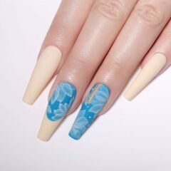 Born Pretty Blooming Sulu Boya Mermer Desenli Kalıcı Oje BEYAZ