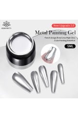 Born Pretty 5ml Süper Parlak Gümüş Metalik Çizim Boyama Jeli