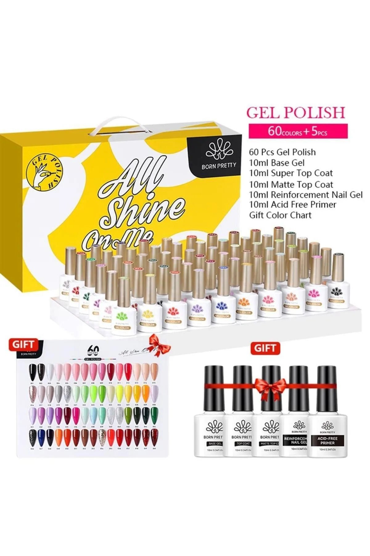 Born Pretty  60 Renk + 5 Kat + Katalog Kalıcı Oje Seti 10 ml