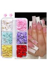 6 Farklı Renk Akrilik Çiçek Tırnak Süs Nail Art