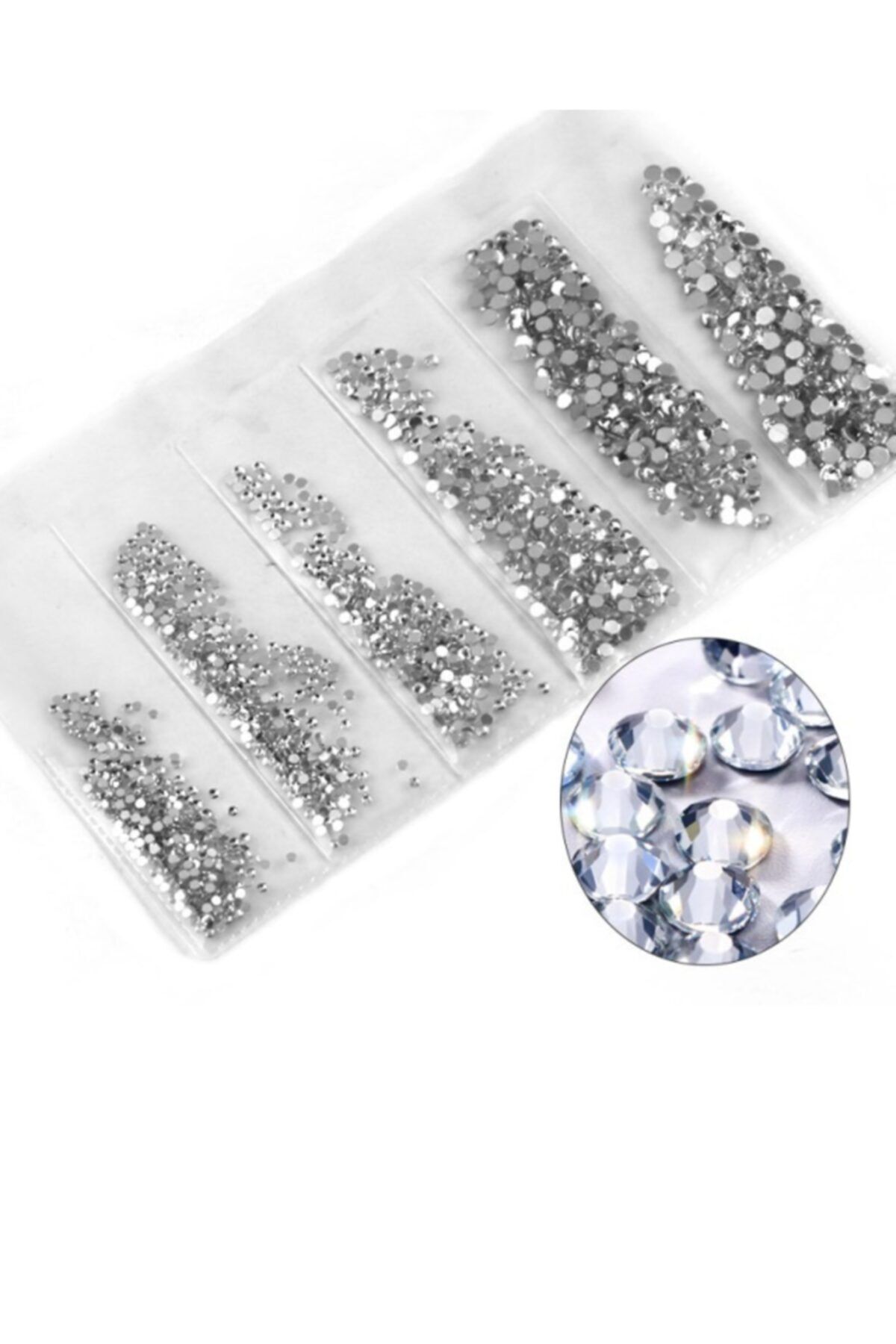 Diamond 1080 Parça 6 Farklı Boy Silver Renk Nail Art Tırnak Taş