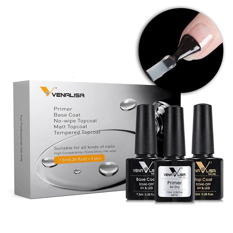 Venalisa 7.5 ml Primer Basecoat Topcoat Set