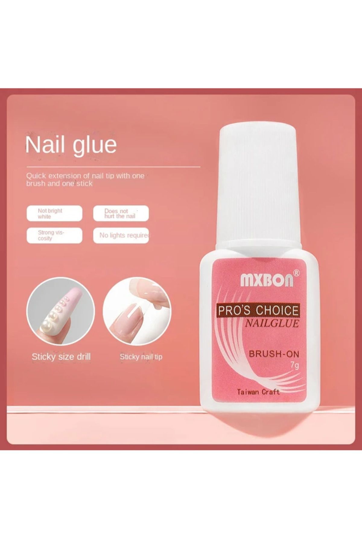 Mxbon Fırçalı Protez Tırnak Tips Yapıştırıcı Glue 7 g