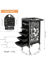 4 Çekmeceli Kuaför Servis Boya Arabası Tekerlekli STR-02