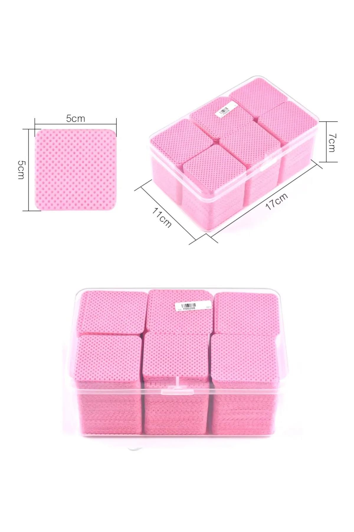 Pembe 1000 Adet Delikli Tüysüz Ped Tırnak Temizleme Mendili Plastik Kutulu