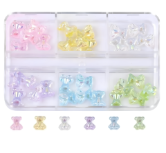 30 Adet 6 Renk Ayıcık Charm 3D Tırnak Süsleme Çarm
