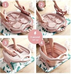 Renkli Plastik Katlanabilir Pedikür Leğeni Pedikür Kabı