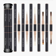 5 Adet Çift Taraflı Protez Tırnak Fırça Seti Nail Art Jel Akrilik - SİYAH