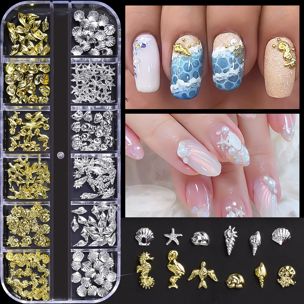 12li Deniz Kabuğu Deniz Anası Ocean Tırnak Süsleme Nail Art Charm