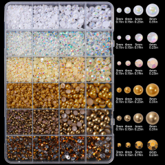 24 Bölmeli 6 Renk Nail Art Inci Taşları Tırnak Süsleme