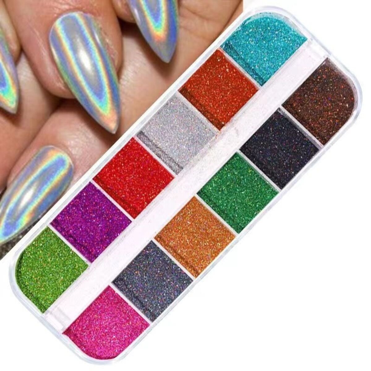12'li Holografik Toz Nail Art