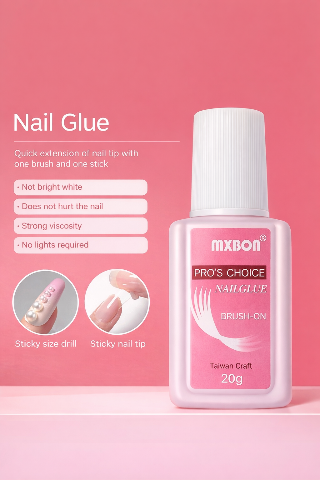 BÜYÜK BOY Mxbon Fırçalı Protez Tırnak Tips Yapıştırıcı Glue 20 g