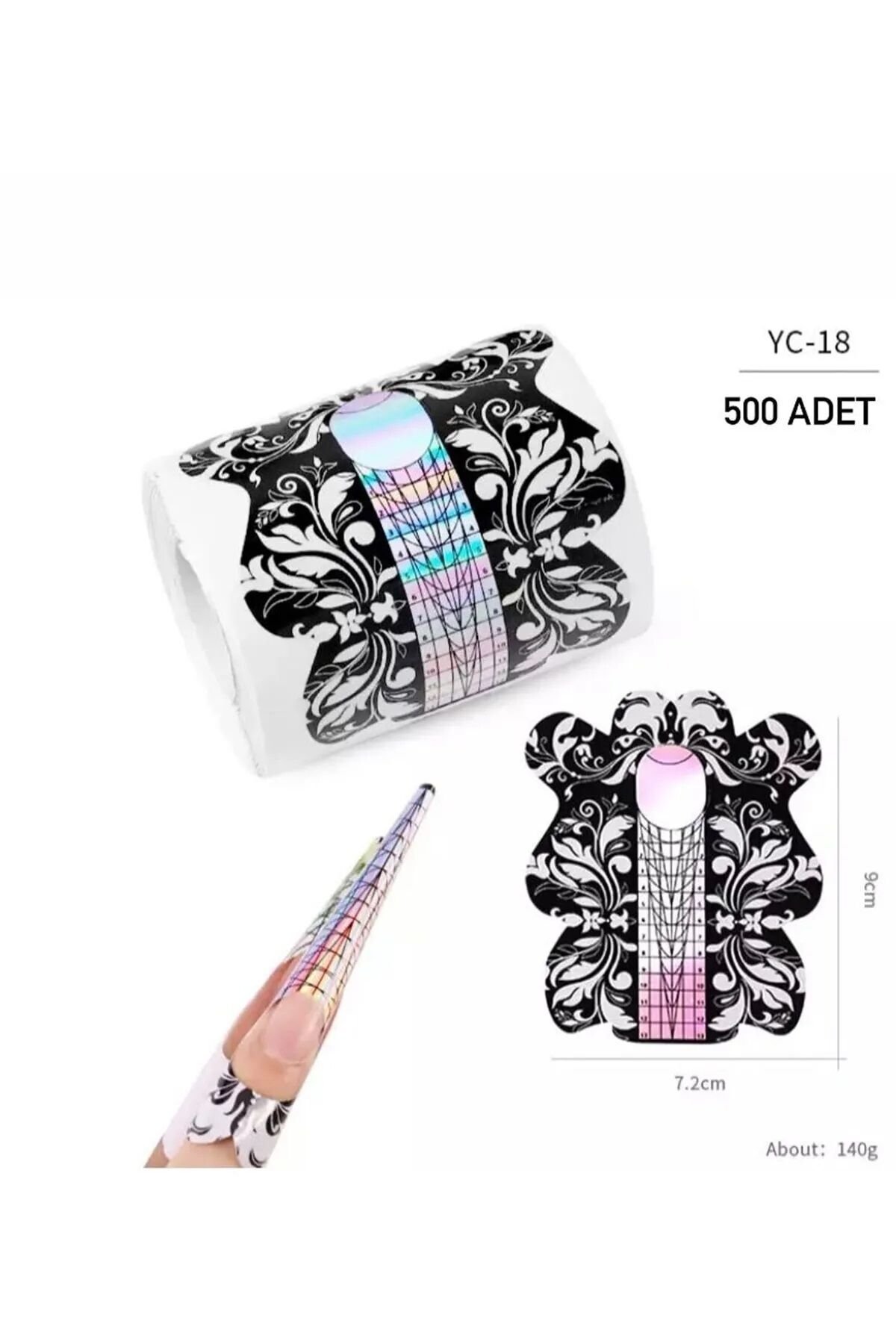 500'lü Uzun Siyah Protez Tırnak Şablonu